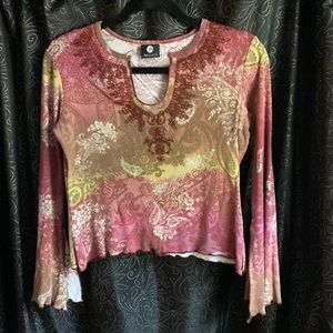 Vintage Y2K Brittany inspired beaded jersey knit paisley blouse ❤️